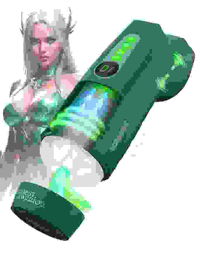Ayla Forest Warrior Suction and Vibrating Virtual Reality Masturbator, Green, hi-res